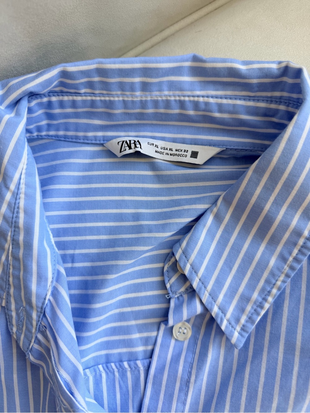 Zara Light Blue and White Striped women Button-Down Shirt - Picture 3 of 5